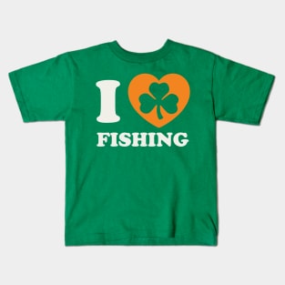 Irish Fisherman St Patricks Day Fishing Irish Pride Shamrock Heart Kids T-Shirt